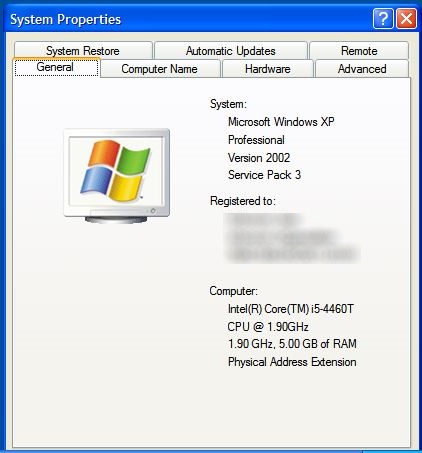 Windows XP 32 sehr geringe physische Speichergrenze