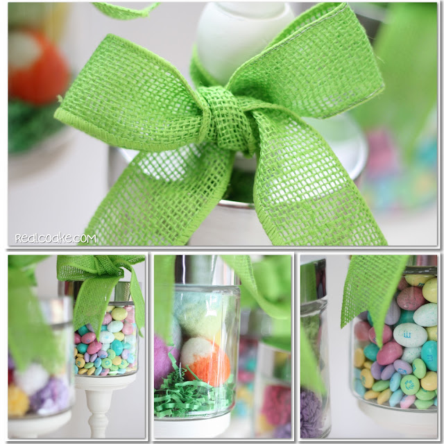 Easter decorating idea using Apothecary jars filled for Easter #Easter #Decorating