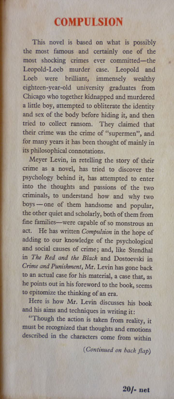 Existential Ennui: Meyer Levin, Compulsion, Rope and Leopold and Loeb ...