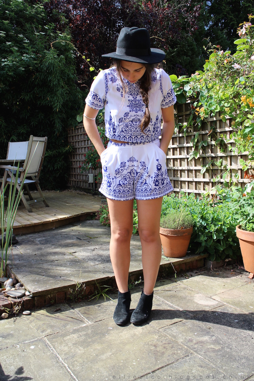 Oh Polly, co-ord, fashion, ootd, outfit, fedora hat, brocade, sponsored, collaboration, paisley, two-piece, summer