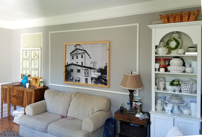 the before of a family room transformation