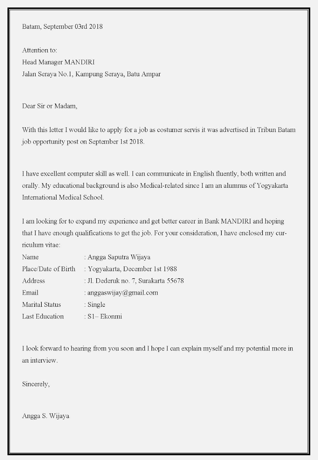 Contoh Surat Lamaran Kerja Di Bank Bni Lulusan Sma Contoh Surat Lamaran Kerja Di Bank Bni Lulusan Sma