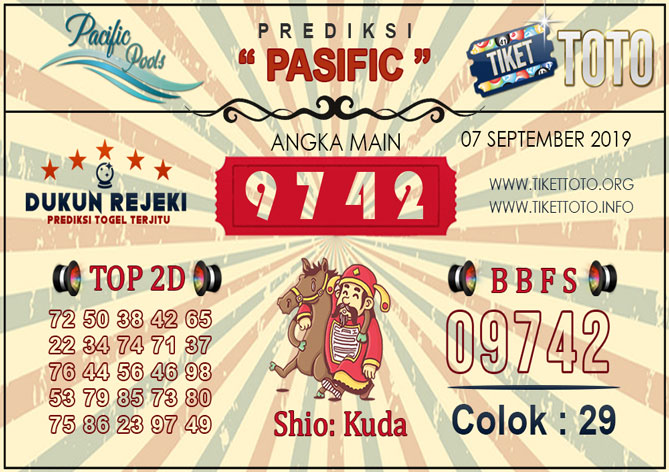 Prediksi Togel PASIFIC TIKETTOTO 07 SEPTEMBER 2019