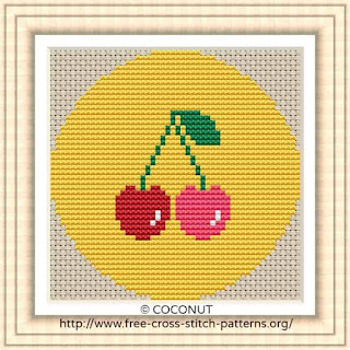 CHERRY FRUIT ICON, FREE AND EASY PRINTABLE CROSS STITCH PATTERN