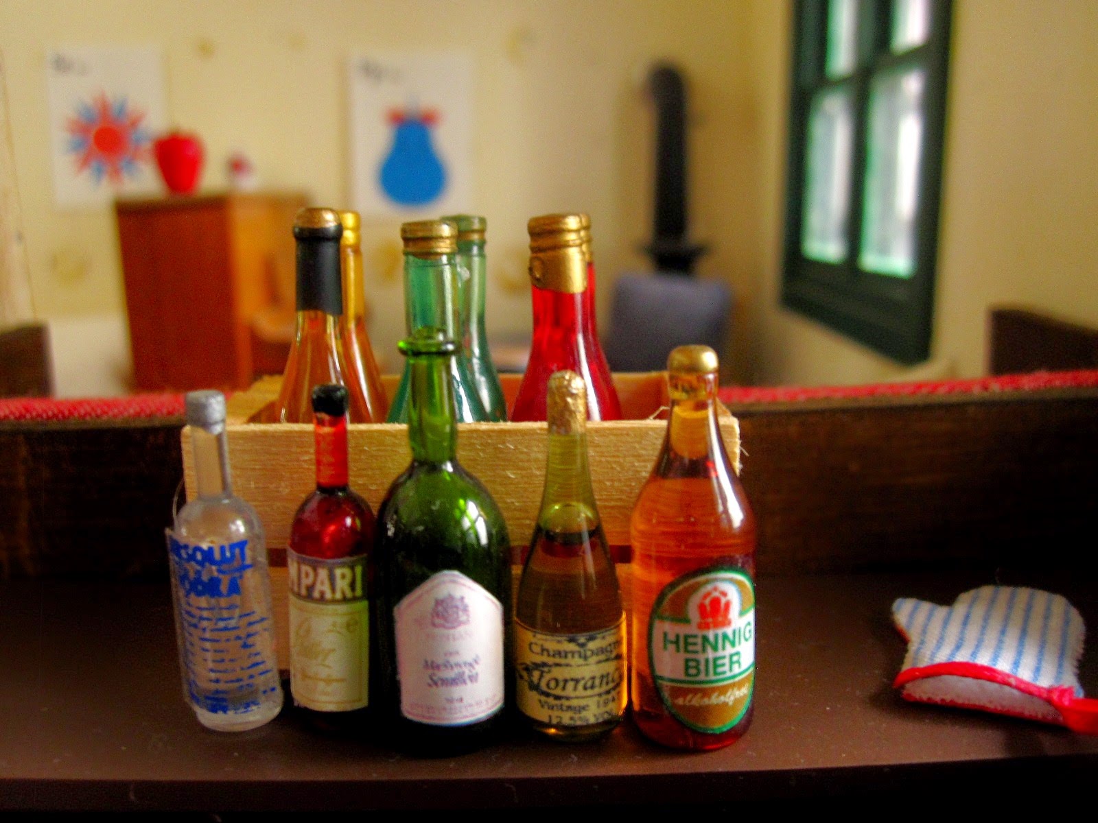 A selection of bottles of miniature alcohol.