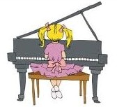 girl piano student cartoon