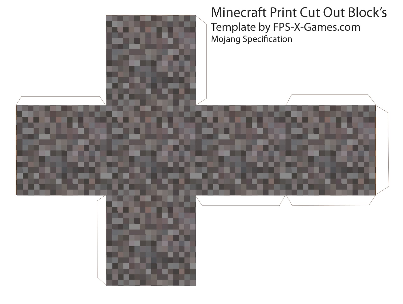 Papercraft template Minecraft gravel block