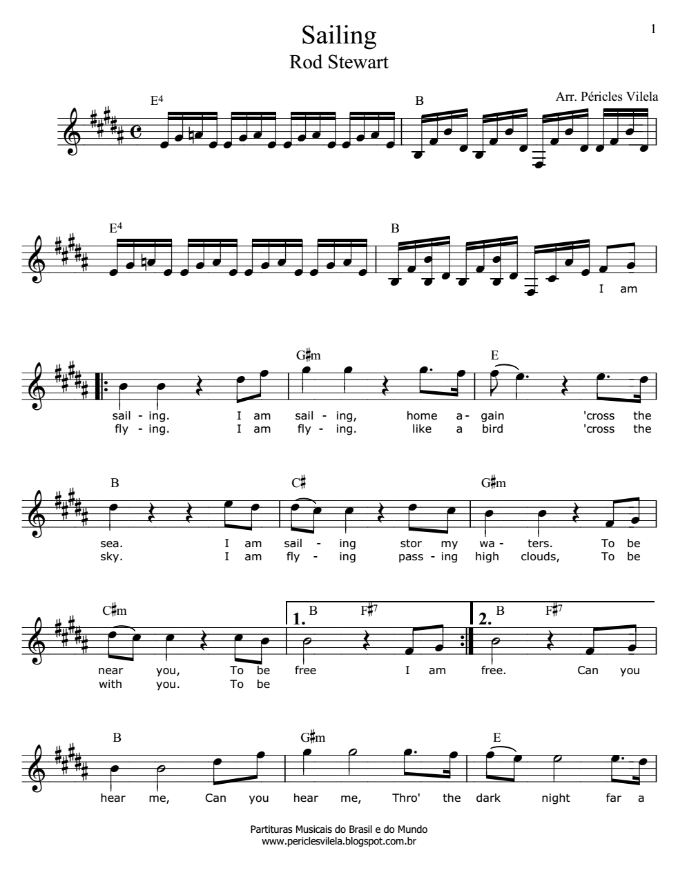 Partituras Musicais Sailing Rod Stewart n.ª 1665