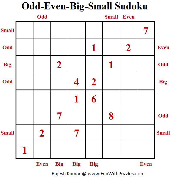 Odd-Even-Big-Small Sudoku (Fun With Sudoku #169)