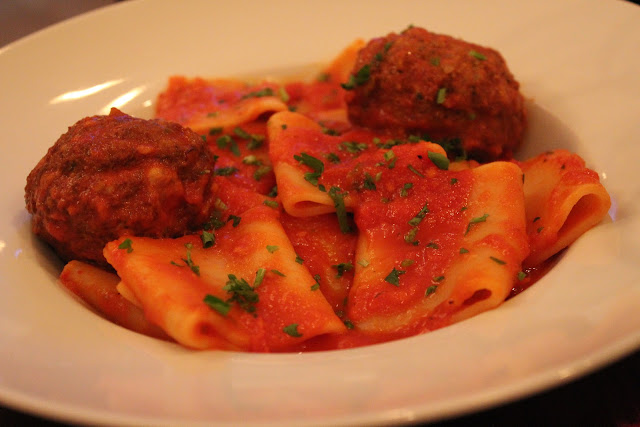 Mozzarella-stuffed meatballs at Pulcinella Mozzarella Bar and Restaurant, Boston, Mass.