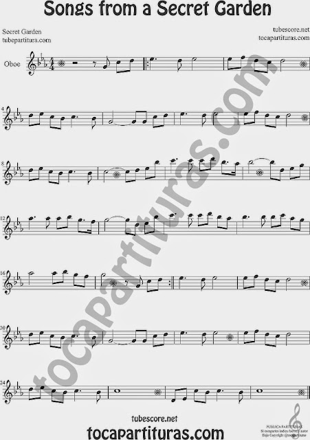  Songs from a Secret Garden Partitura de Oboe Sheet Music for Oboe Music Score