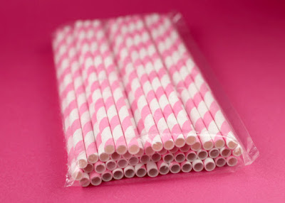 Candy Pink & White Paper Straws