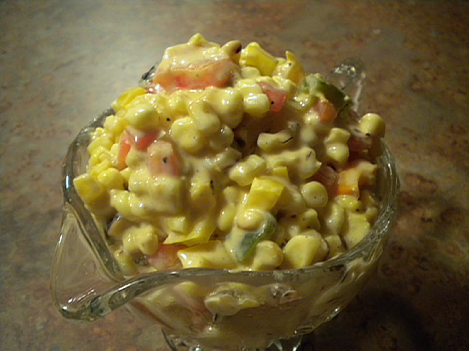 My Daughter's Sous Chef Cream Cheese Grilled Corn and Pepper Salad