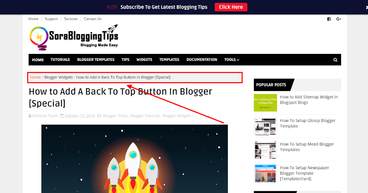 How To install Breadcrumb In Blogger Blog Sora Blogging Tips