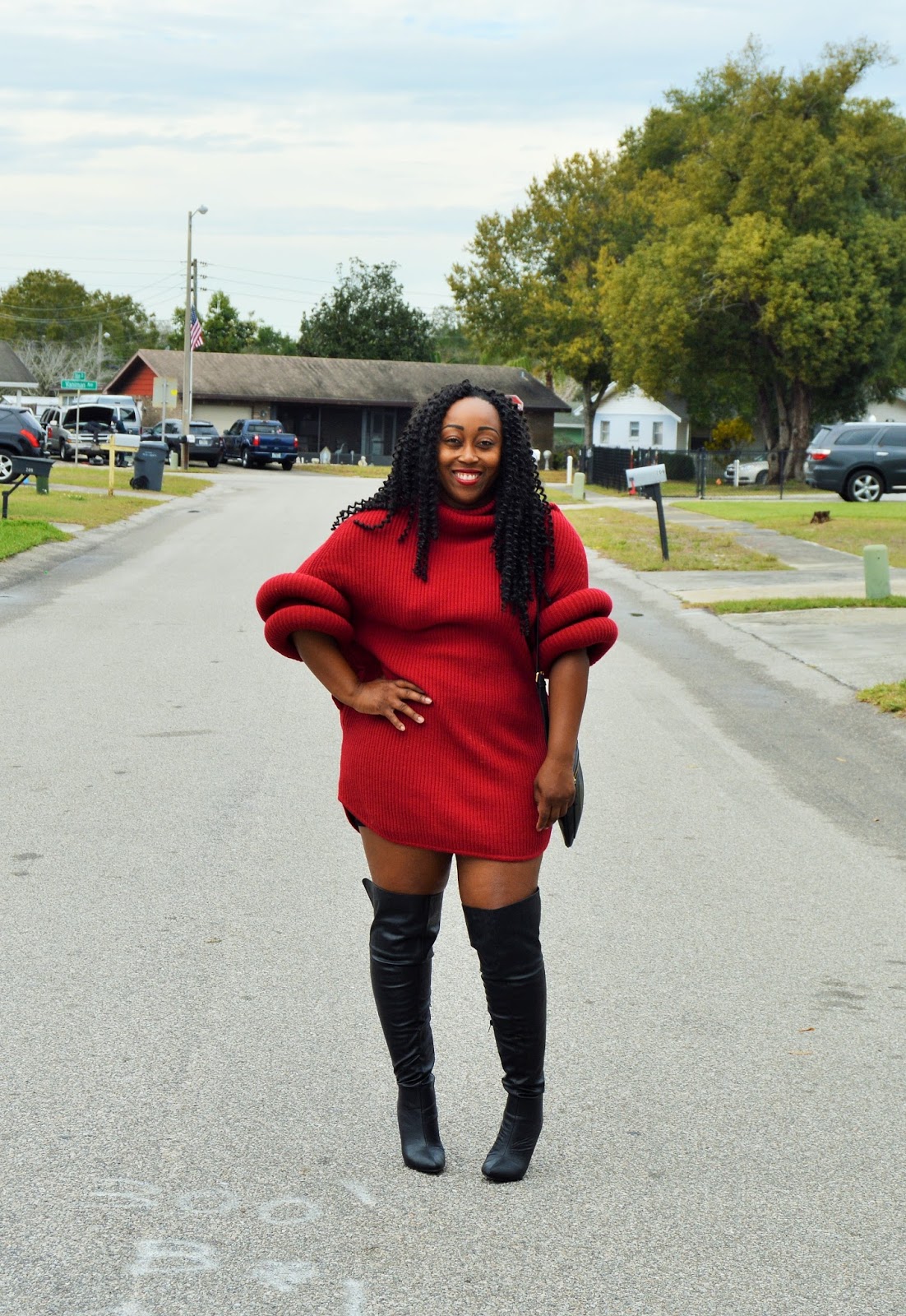 thigh high boots and sweater dress