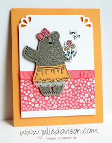 Stampin' Up! Occasions Catalog Bear Hugs Card + Sneak Peek In Colors Flirty Flamingo & Peekaboo Peach #stampinup www.juliedavison.com