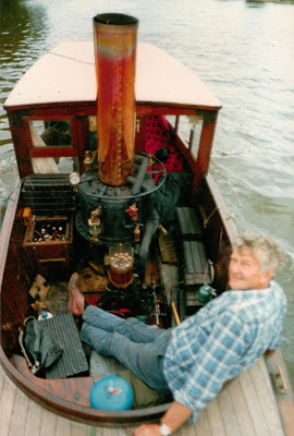 Martin Nveille in his Steamboat on the River Thames
