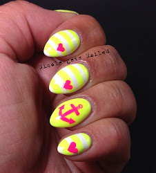 neon nail yellow pink nails nautical nautically nailed nicole gets trendy