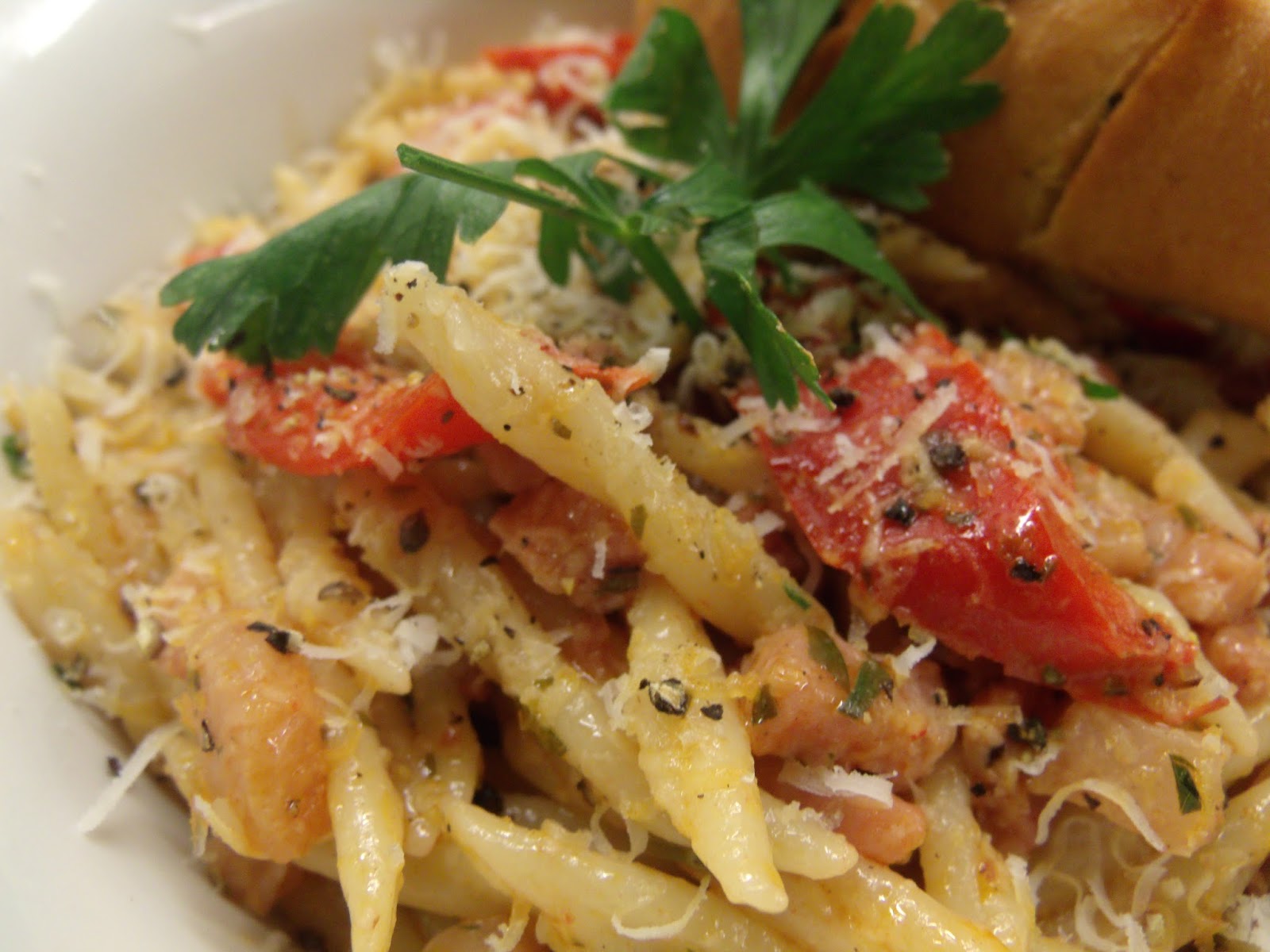 Lola and Finn's mum Almost Alliterative Pasta with Pancetta, Peppers