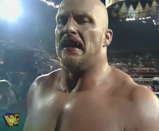 WWF / WWE - King of the Ring 96 - Steve Austin got a bust lip in his match with Marc Mero