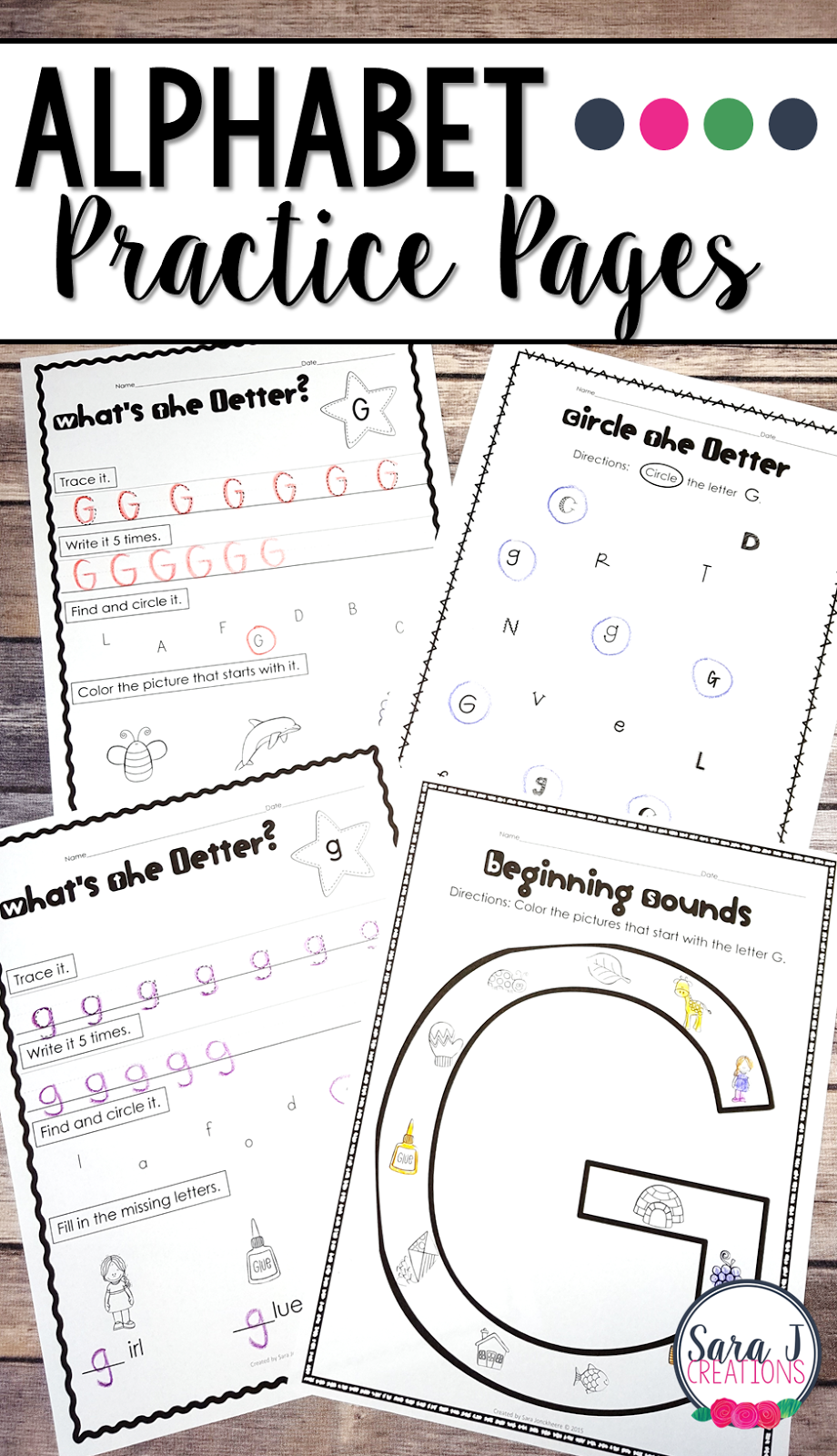 ABC printable pages make a quick and easy way to practice the alphabet. 4 different versions to make practicing upper and lowercase letter more fun!