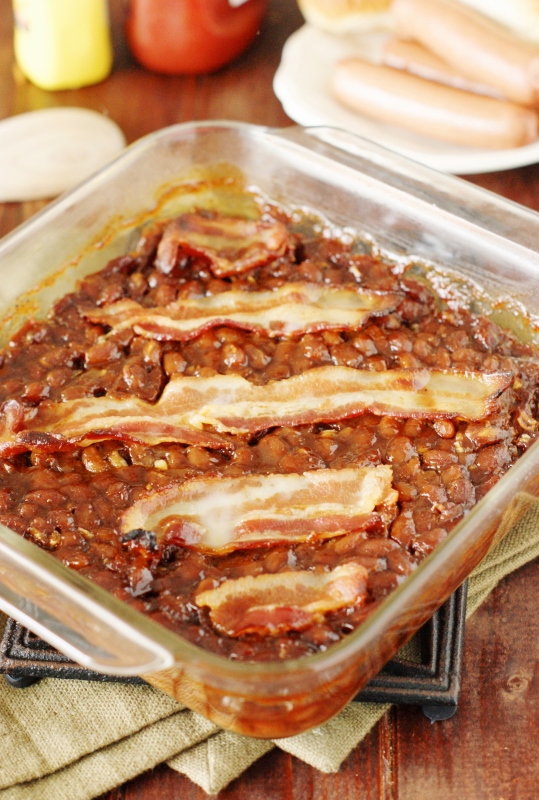 my kitchen world tour Spicy Baked Beans Amongst Bacon