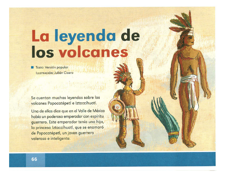 La leyenda de los volcanes español lecturas 2do bloque 5/2014-2015
