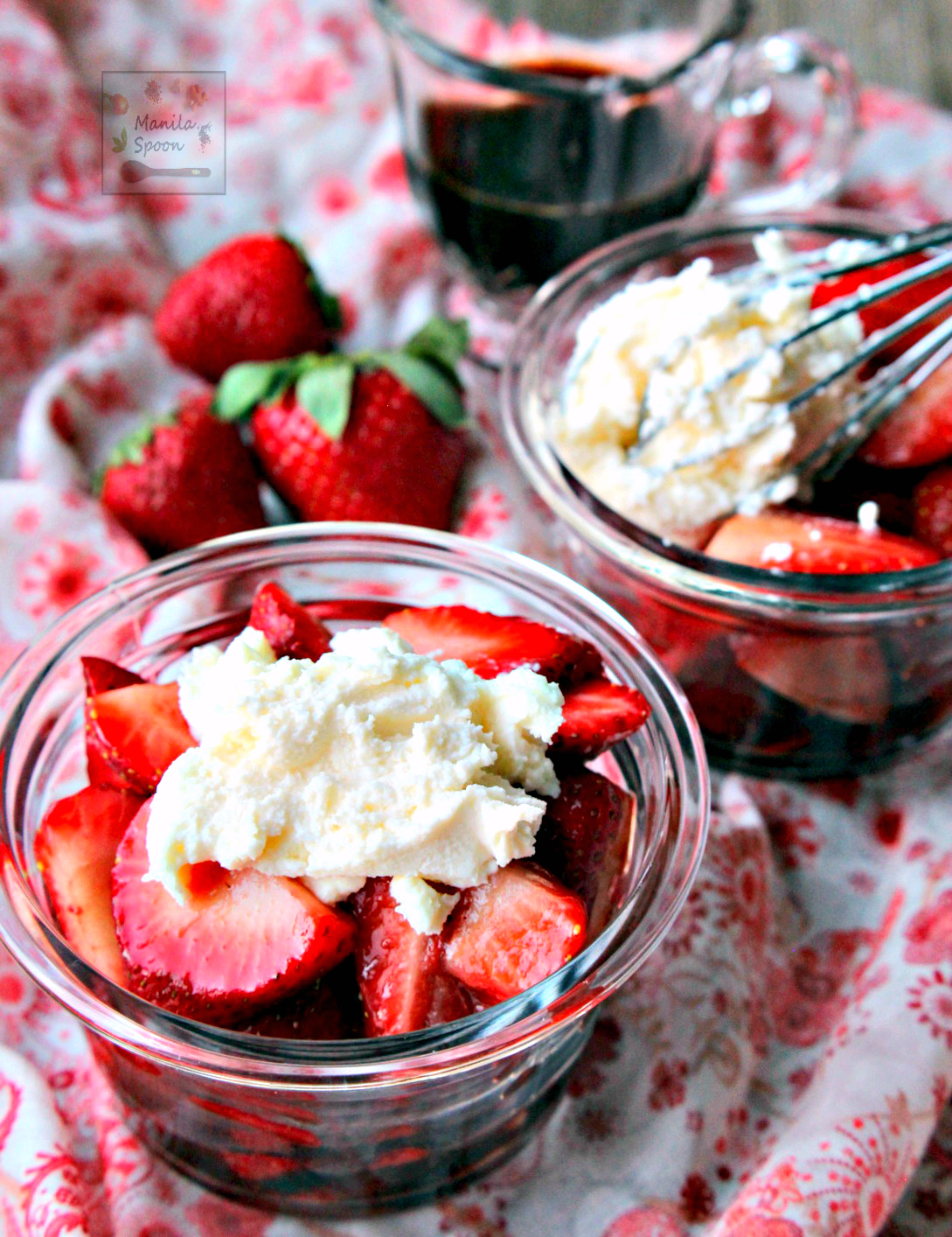 In 10 minutes or less, you have a delicious, fuss-free, spring, and summer-perfect dessert that will delight everyone - Balsamic Strawberries with Mascarpone! The contrast of flavors are amazing! Balsamic Strawberries with Mascarpone