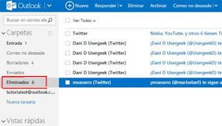 correo eliminados en Outlook