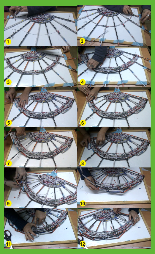 Abanico hecho con varillas de papel