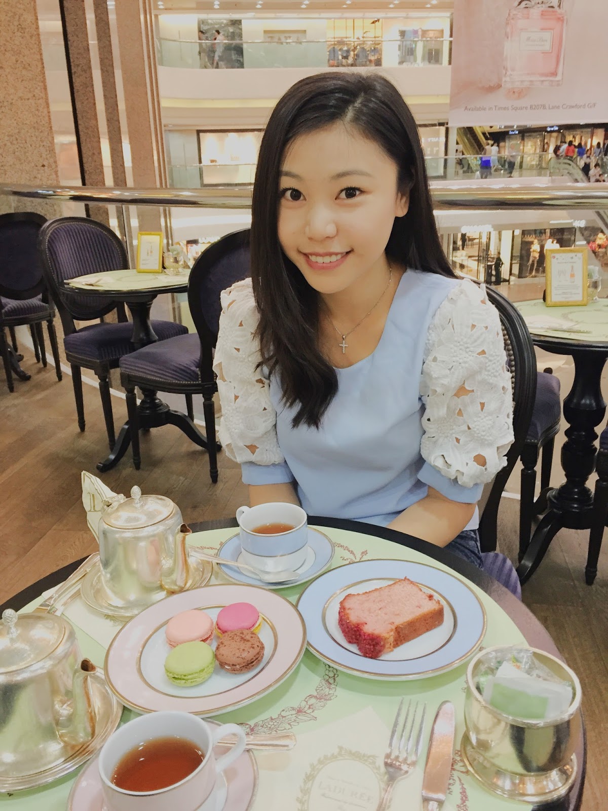 Laduree Tea Room Times Square Hong Kong Macarons Rose Tea Cake