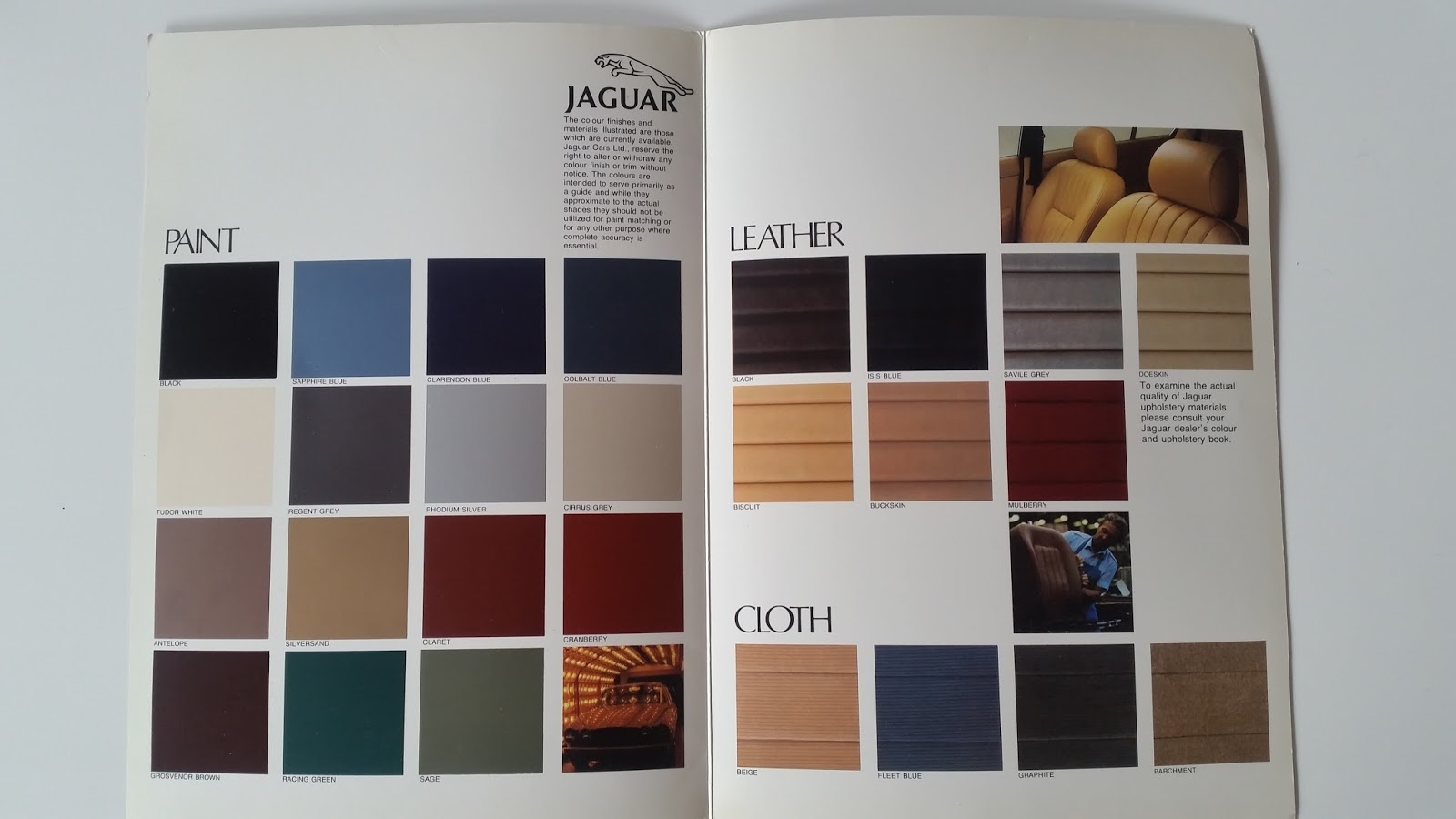 Jaguar XJS Colour & Trim Guide