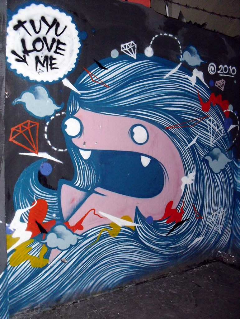 TUYU-LOVE-ME Blue Graffiti Mural Art | Digital Graffiti