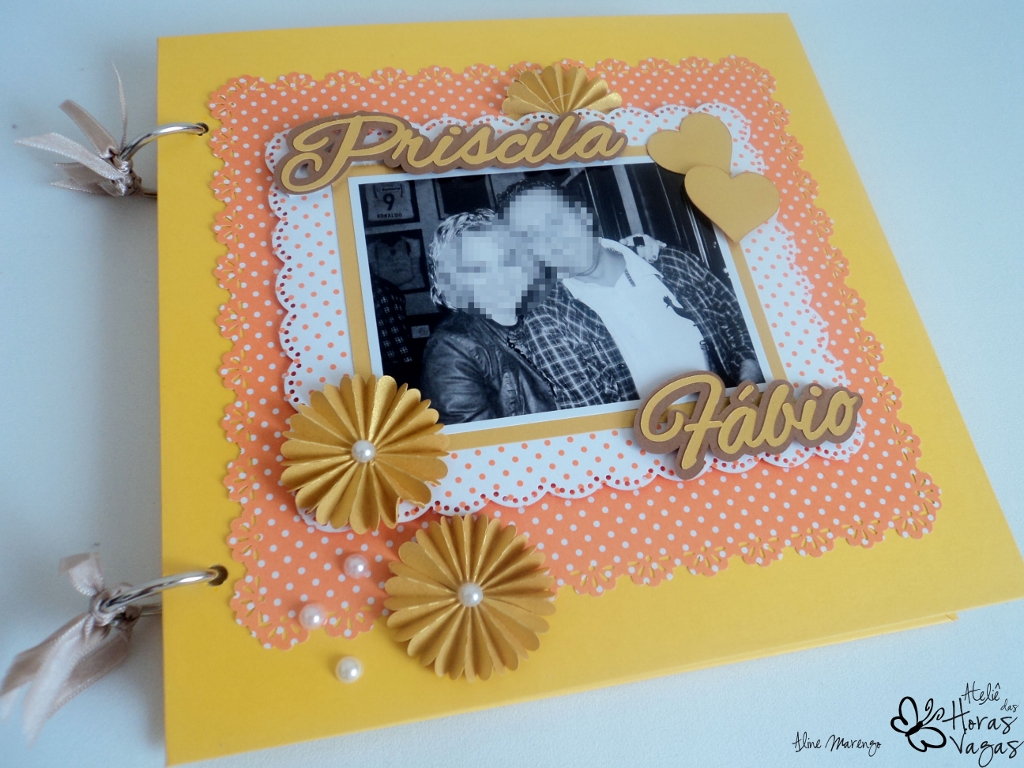 livro de mensagens personalizado casamento amarelo laranja dourado casal foto