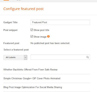 Featured Post Blogger Settings