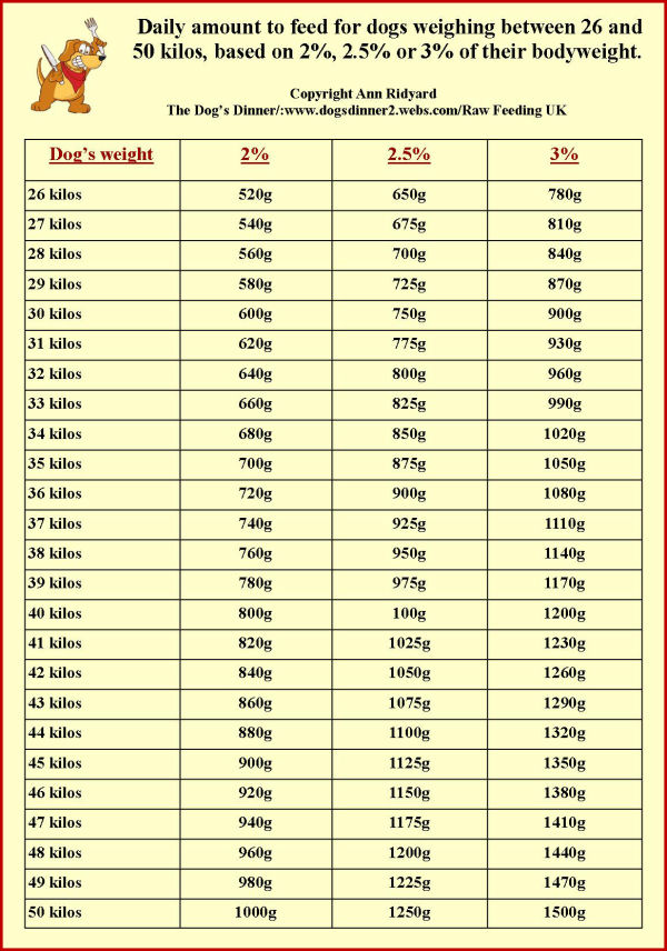 Iams Dog Food Feeding Chart