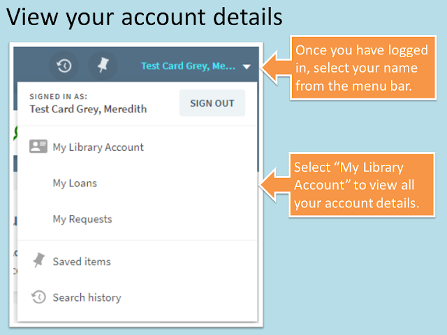 Drop-down option where you can select "My Library Account" on Library Search