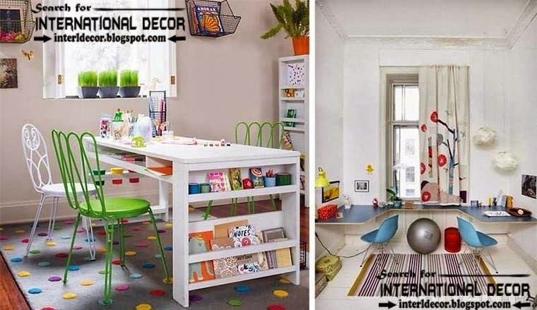 creative study space for kids room, study space organizing ideas and furniture