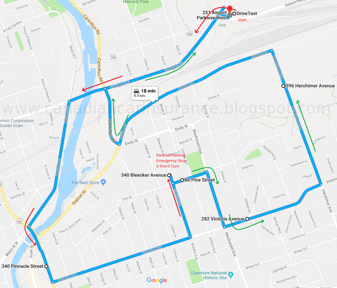 Bellville G2 Road Test Route 2 Maps