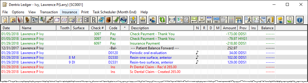 dentrix tip tuesdays viewing the running balance in the ledger check register with running balance