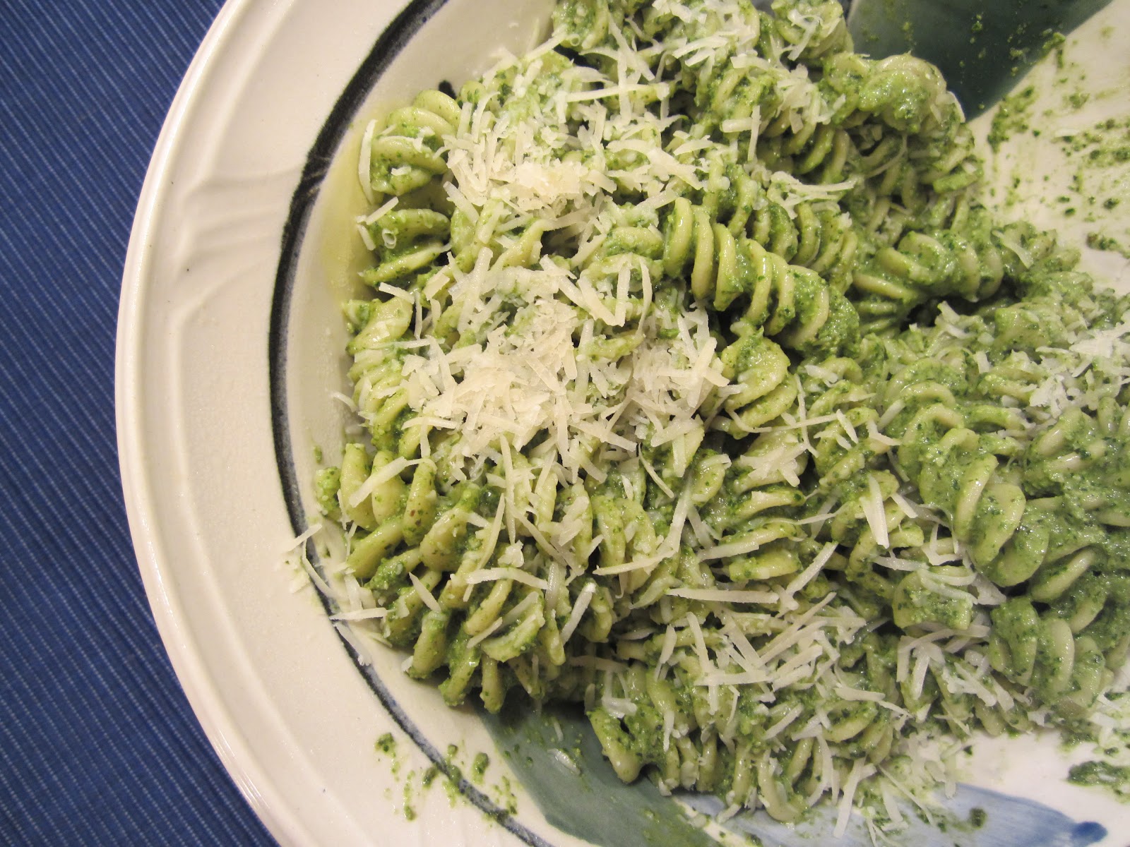 Fusilli with Spinach Walnut Pesto