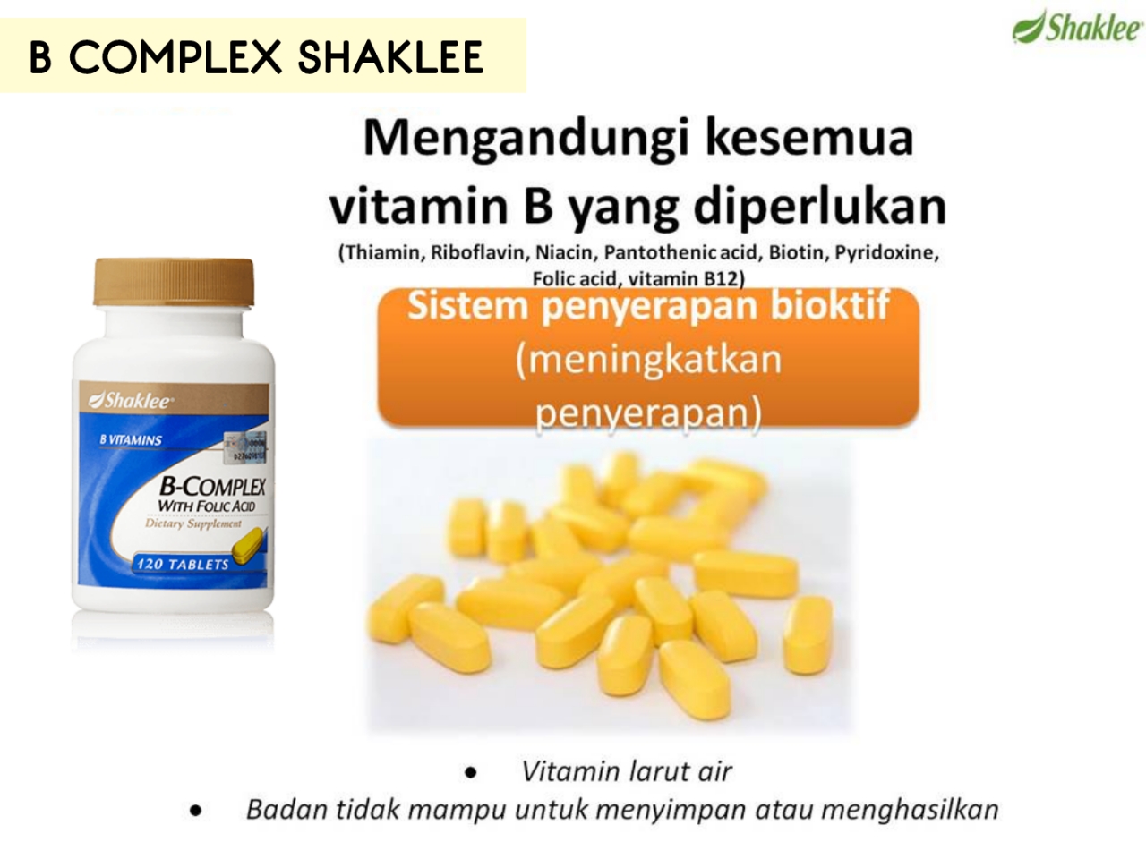 Vitamin Sihat Semulajadi MANFAAT DAN KELEBIHAN VITAMIN B COMPLEX SHAKLEE