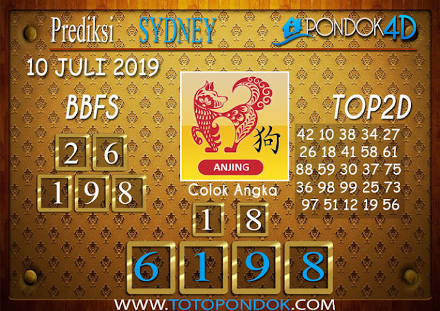 Prediksi Togel SYDNEY PONDOK4D 10 JULI 2019