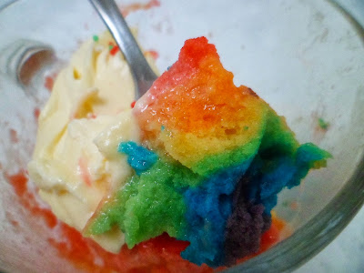 rainbow cake in a mug