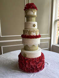 cake gold ivory lace veil sugar applique roses handmade