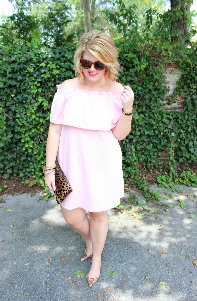 Affordable pink off the shoulder H&M dress