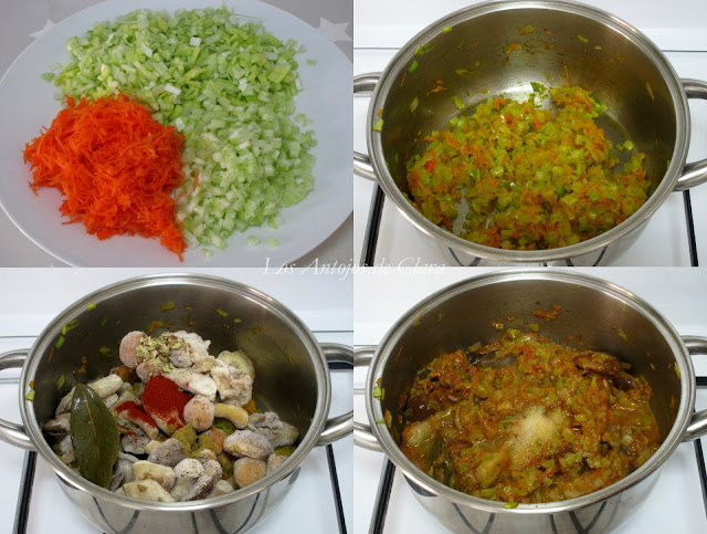 Preparación arroz meloso con setas y verduras