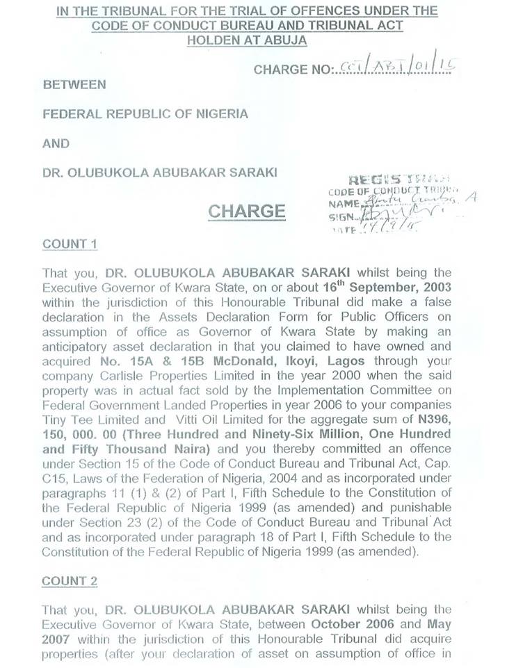 saraki charged looting