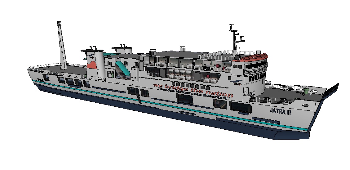 Bengkel Komputer Desain Gambar 3D Kapal  ferry Jatra III 