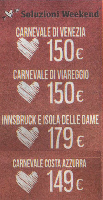 Oferte carnavaluri Oferte carnavaluri intr-un ziar italian din Milano